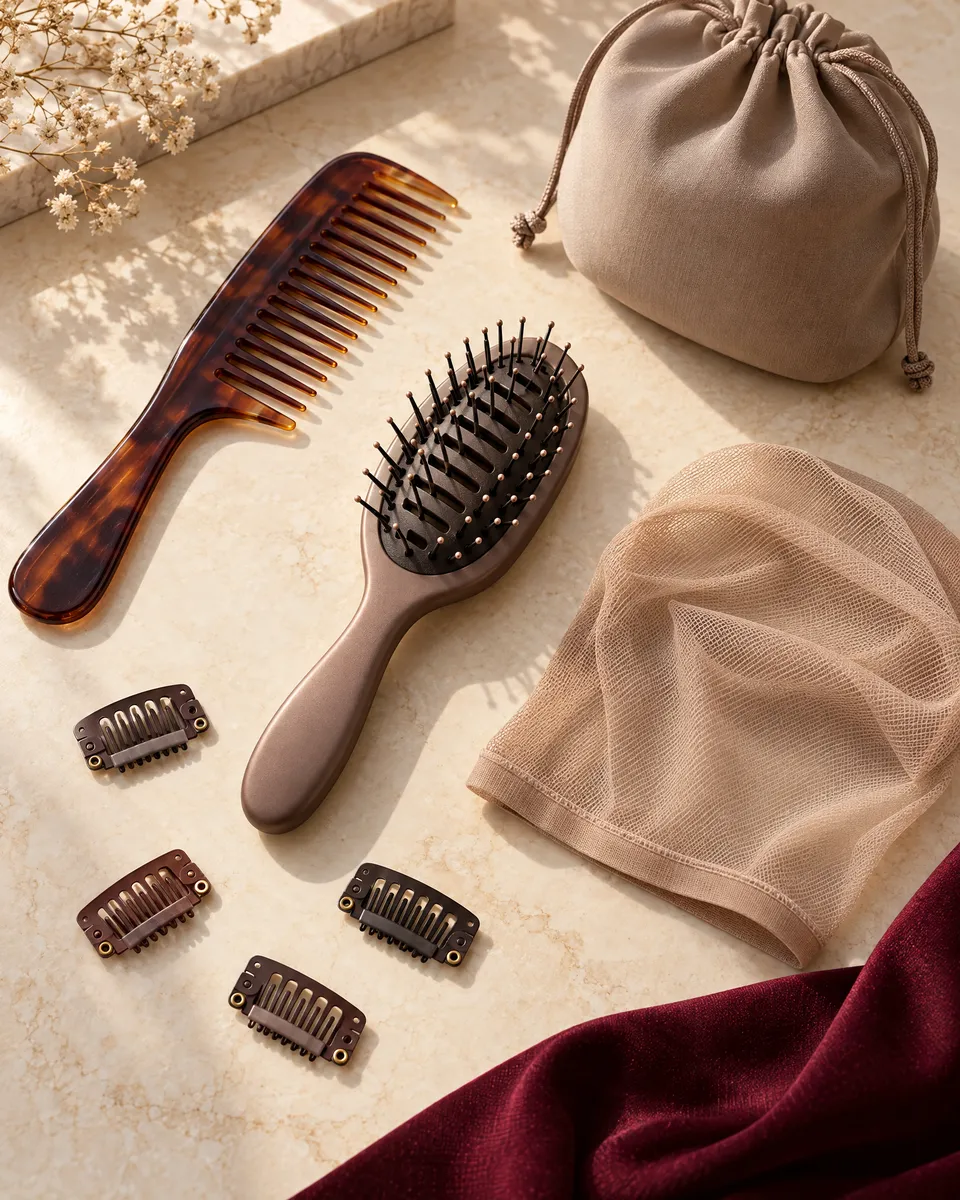 wig grip band in Hong Kong — Concept image for brushes, liners and securing accessories.