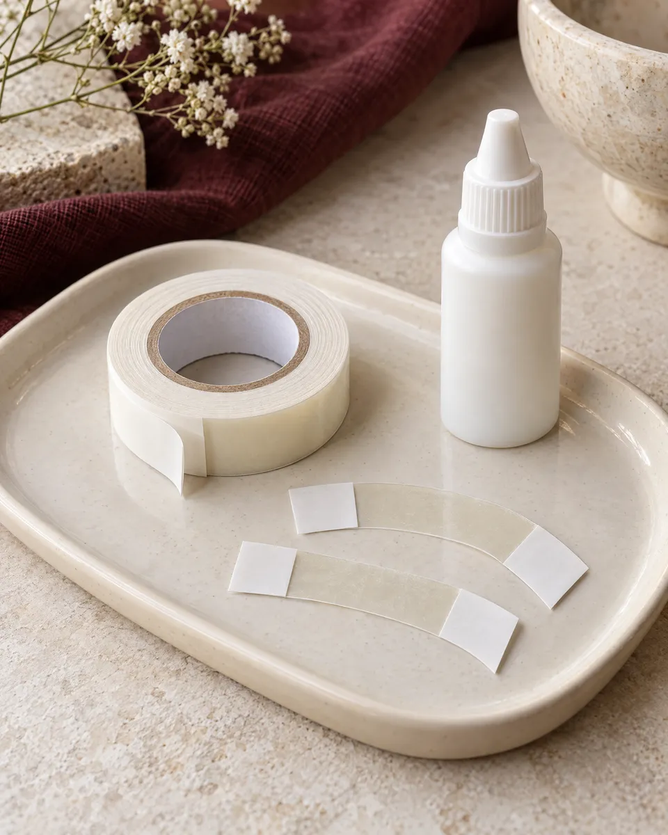 wig tape in Hong Kong — Concept image for wig tape and protective backing paper.