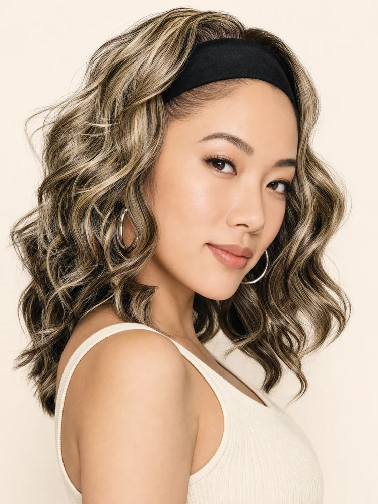 Kim Kimble 18" Wavy Waves Headband Wig | Synthetic Hairpiece — product style image