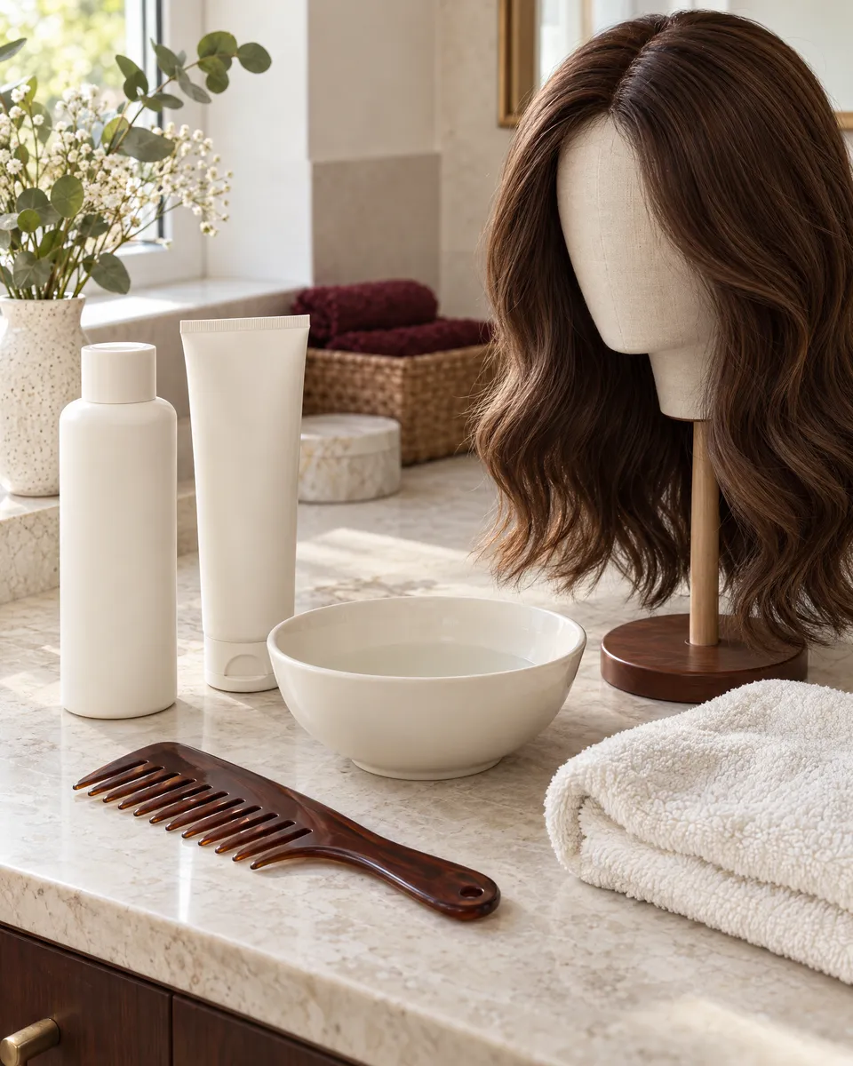 wig shampoo in Hong Kong — Concept image for wash-care products and preparation.